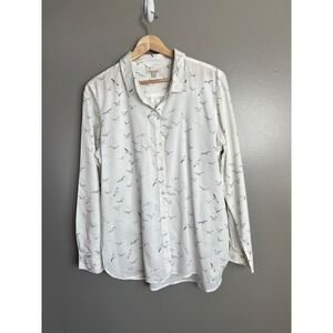 Women's Barbour safari shirt relaxed fit bird print casual office artsy spring